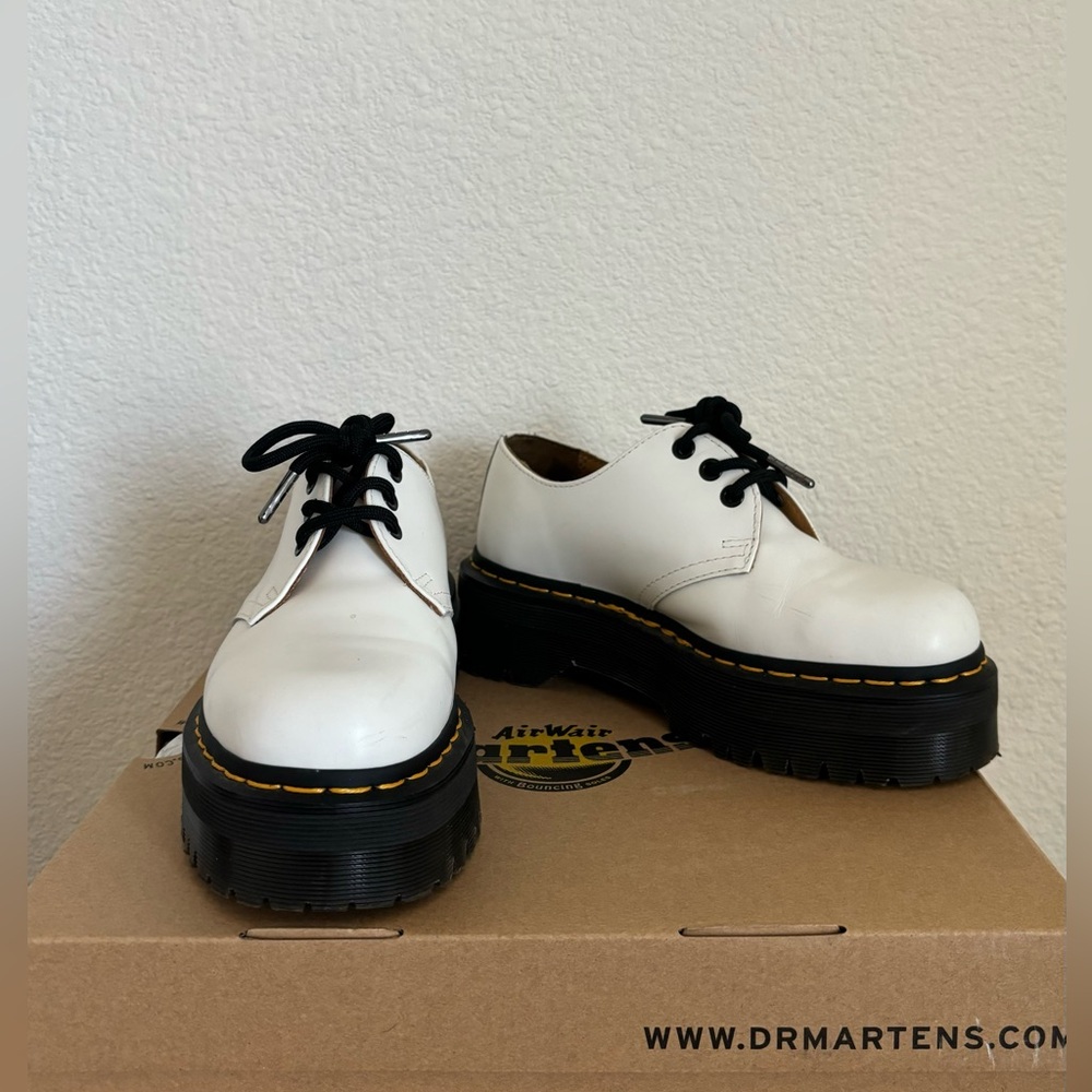 Dr. Martens 1461 Quad Platform Derby Shoes - Womens Size US L 6 - White
